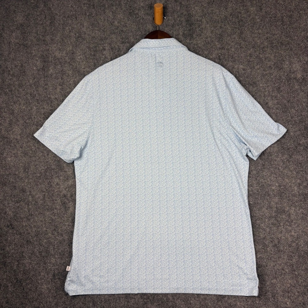 7 Diamonds Alessio Polo Shirt Mens Large Blue Floral 4-Way Stretch Maderas Golf - Picture 8 of 8
